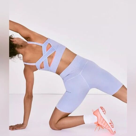 Free People Movement Biker Shorts Women's Light Blue with Pink Size XS - Picture 2 of 4